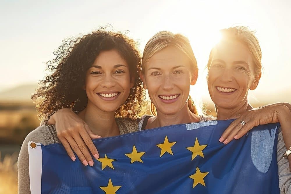 Amigas felizes porque conseguiram a cidadania europeia